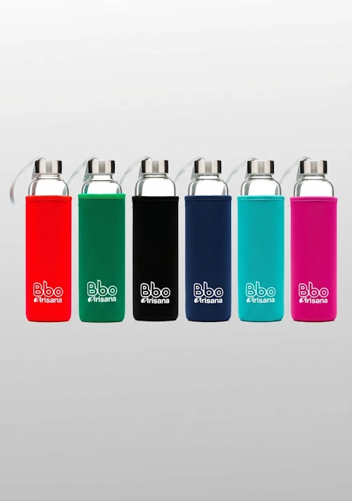 Botella de Vidrio Borosilicato Irisana BBO5 con Funda de Neopreno - 550 ml